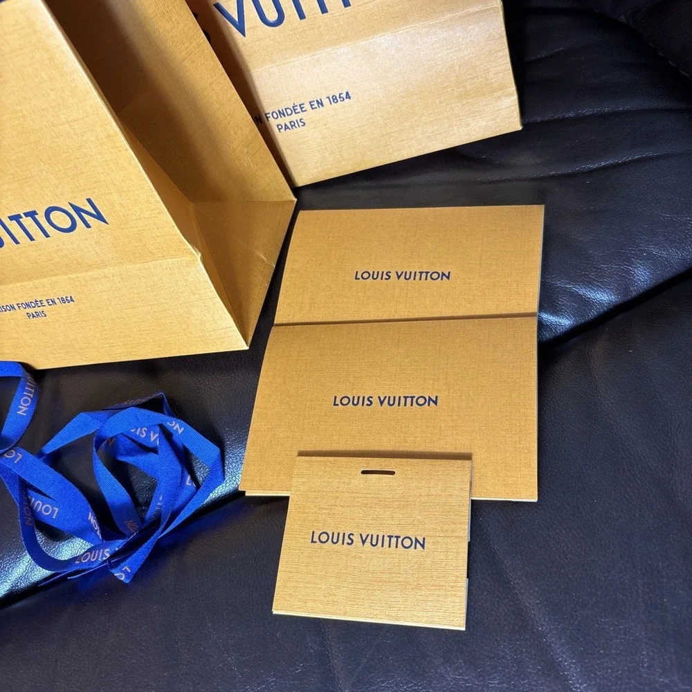 2 LOUIS VUITTON Shopping Totes Bag Authentic Empty Paper Gift Bag With Ribbon